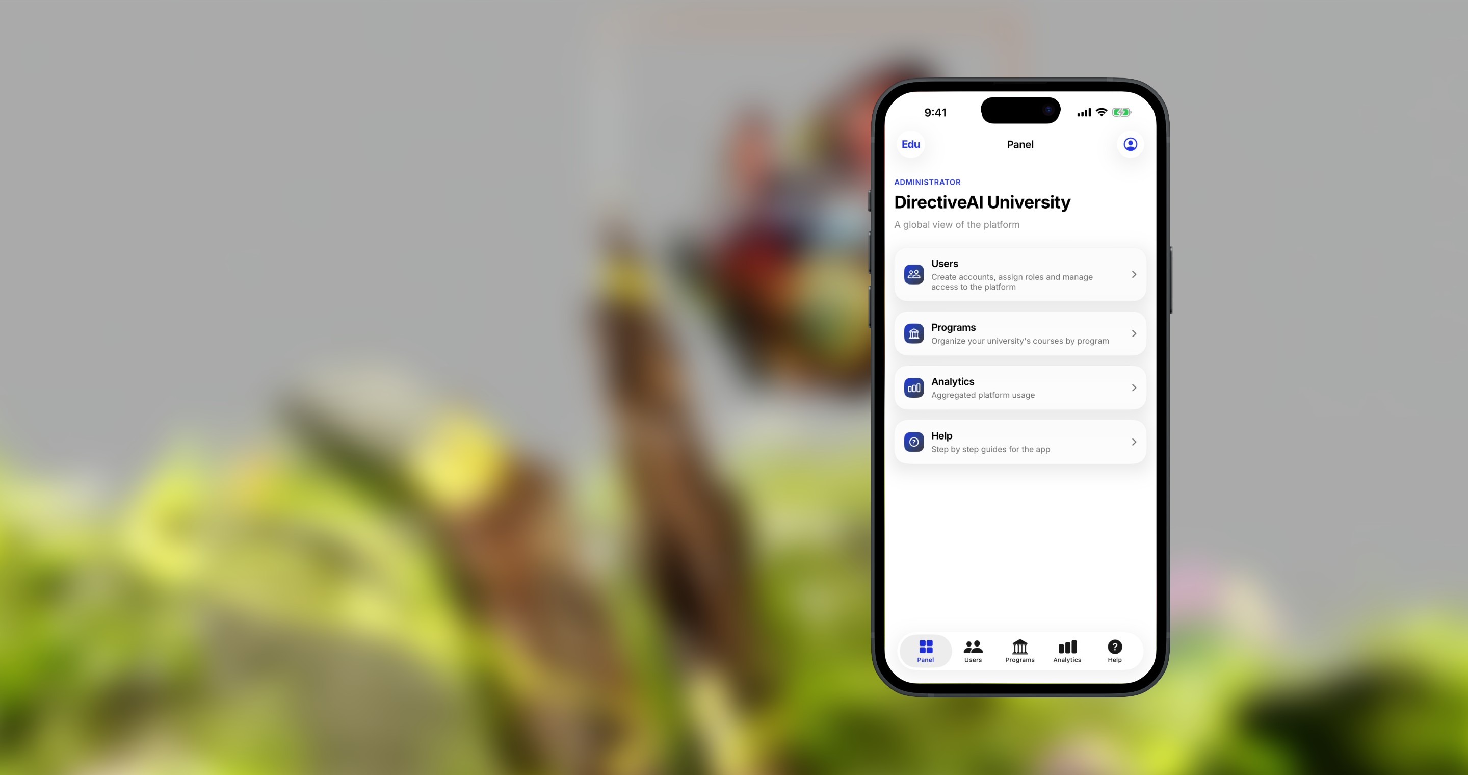 The administrator view of Edu